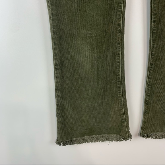 Madewell Cali Demi-Boot Corduroy Cropped Pants Green 24 Raw Hem Button Fly - Picture 3 of 14